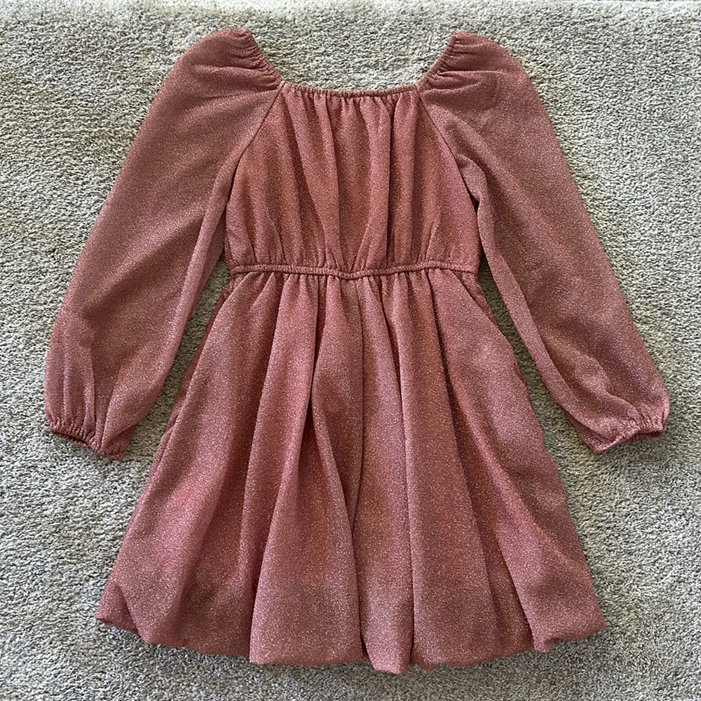 Hayden Girls Elegant Pink Metallic Dress - Picture 6 of 6
